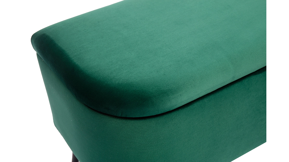 Banc Coffre En Tissu Velours Vert L120 Cm ATON 7 Banc Coffre En Tissu Velours Vert L120 Cm ATON – Image 5