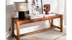 Banc Ethnique Bois Teck Massif Et Sangles En Cuir Marron L120 Cm LODGE -Accessoires Vélo Soldes banc ethnique bois teck massif et sangles en cuir marron l120 cm lodge 50594 6239ddc36a2cc 1200 675