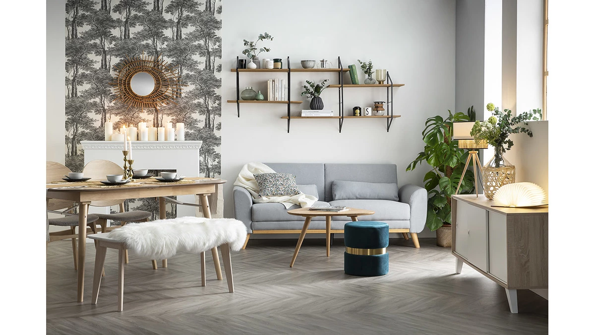 Banc Scandinave Blanc Et Bois Clair L100 Cm LEENA 8 Banc Scandinave Blanc Et Bois Clair L100 Cm LEENA – Image 6