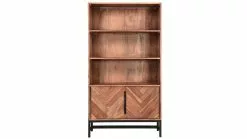 Bibliothèque à Motif Chevrons En Bois Massif Et Métal Noir L90 Cm STICK