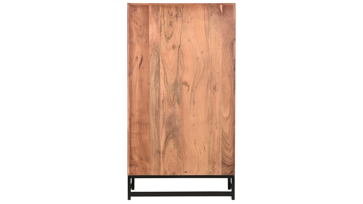 Bibliothèque à Motif Chevrons En Bois Massif Et Métal Noir L90 Cm STICK 5 Bibliothèque à Motif Chevrons En Bois Massif Et Métal Noir L90 Cm STICK – Image 3