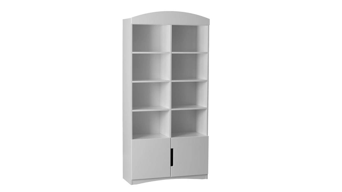 Bibliothèque Blanche 6 étagères 2 Portes L90 Cm ANTONIN – Image 2
