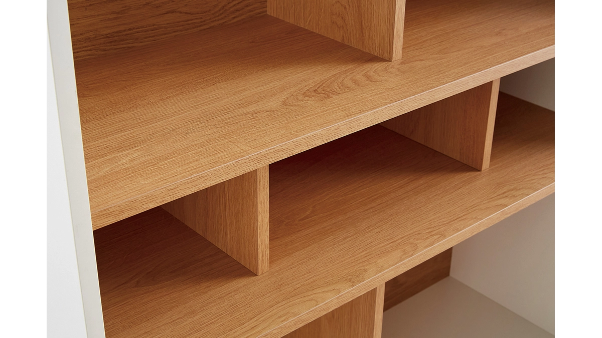 Bibliothèque Design En Bois Clair Chêne Et Blanc L90 Cm ABEL 7 Bibliothèque Design En Bois Clair Chêne Et Blanc L90 Cm ABEL – Image 6