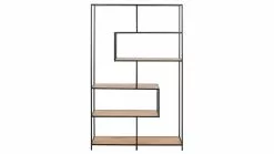 Bibliothèque Industrielle Métal Noir Et Finition Bois L114 Cm TRESCA