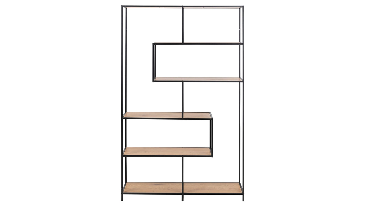 Bibliothèque Industrielle Métal Noir Et Finition Bois L114 Cm TRESCA 3 Bibliothèque Industrielle Métal Noir Et Finition Bois L114 Cm TRESCA