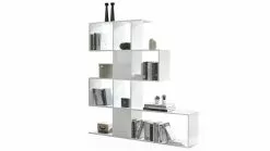 Bibliothèque Ouverte Séparateur Design Blanc Laqué Brillant L139 Cm COMO