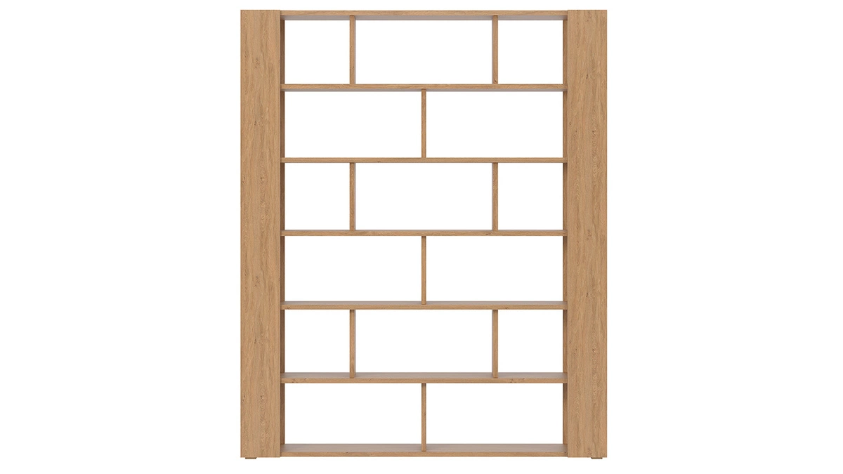 Bibliothèque Ouverte Séparateur Design Finition Bois Chêne L168 Cm MUSSO 3 Bibliothèque Ouverte Séparateur Design Finition Bois Chêne L168 Cm MUSSO