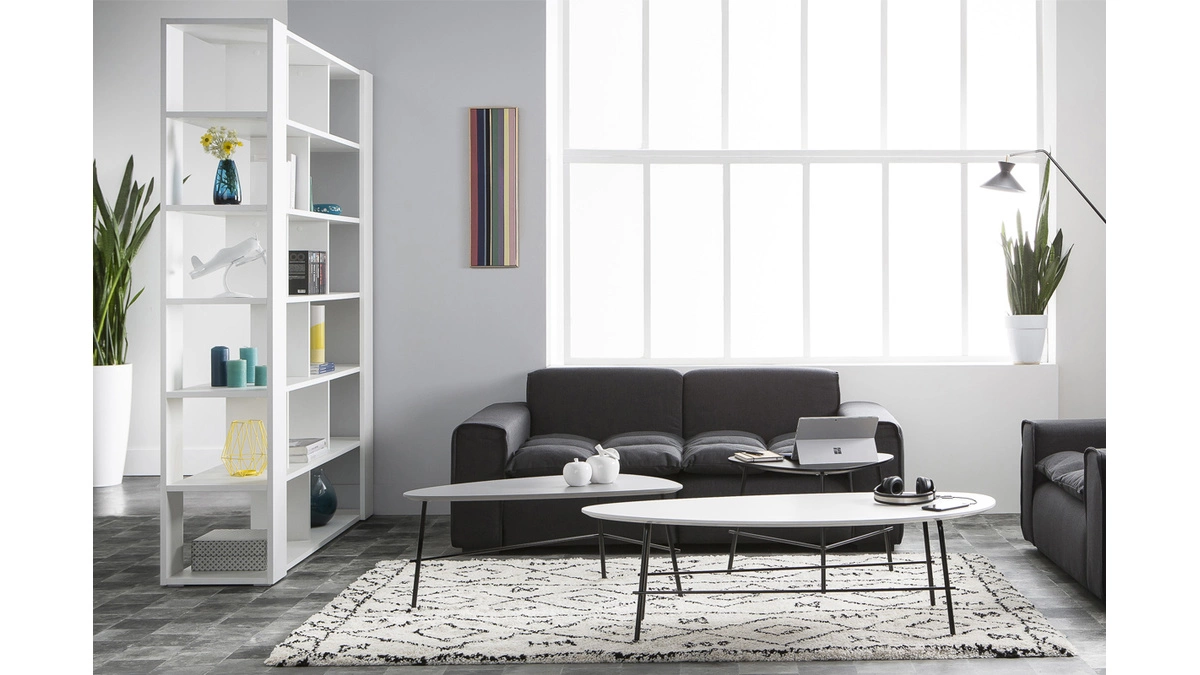 Bibliothèque Séparatrice D'espace Design Noire L168 Cm MUSSO 6 Bibliothèque Séparatrice D'espace Design Noire L168 Cm MUSSO – Image 4