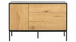 Buffet Bas Industriel Bois Et Métal Noir 1 Porte 3 Tiroirs L120 Cm TRESCA