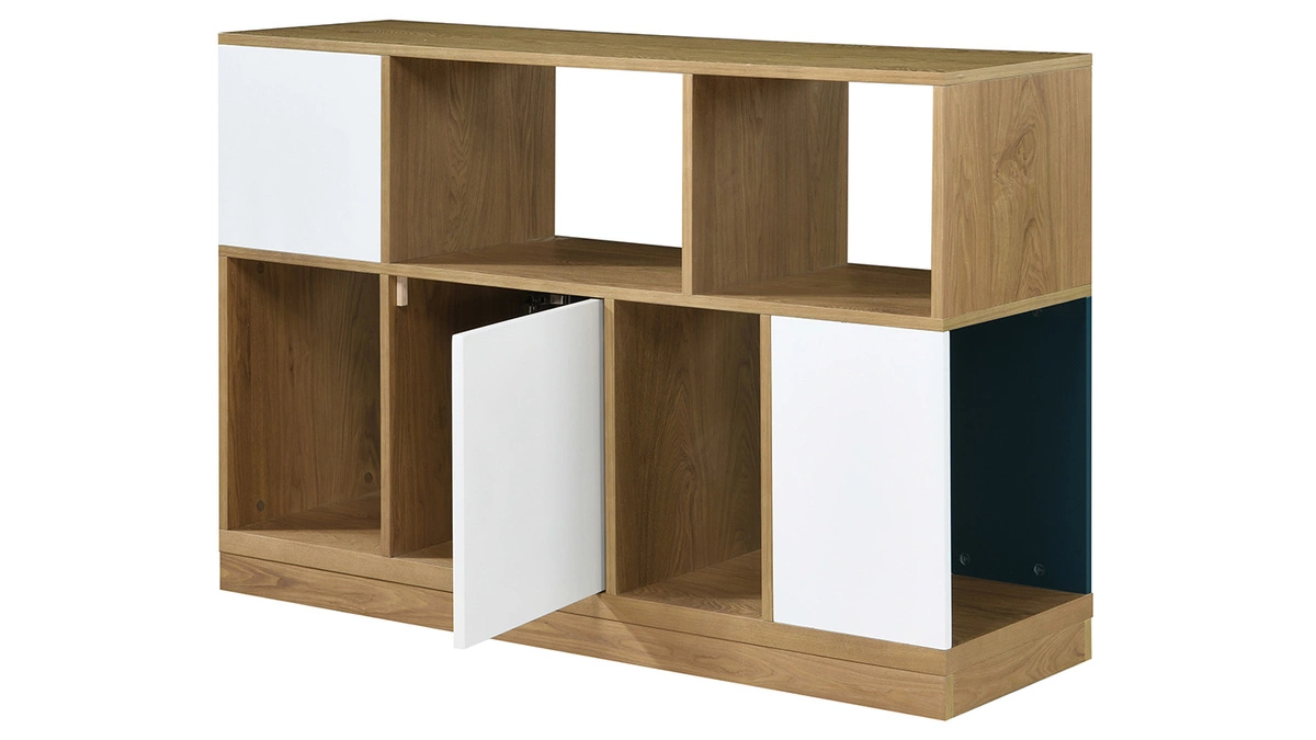 Buffet Bas Réversible Bleu Canard Et Blanc L120 Cm JODIE - Miliboo & Stéphane Plaza 5 Buffet Bas Réversible Bleu Canard Et Blanc L120 Cm JODIE - Miliboo & Stéphane Plaza – Image 3