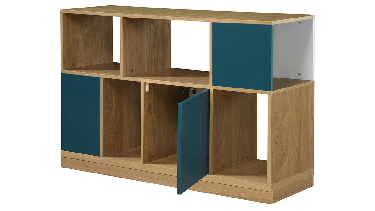 Buffet Bas Réversible Bleu Canard Et Blanc L120 Cm JODIE - Miliboo & Stéphane Plaza 6 Buffet Bas Réversible Bleu Canard Et Blanc L120 Cm JODIE - Miliboo & Stéphane Plaza – Image 4