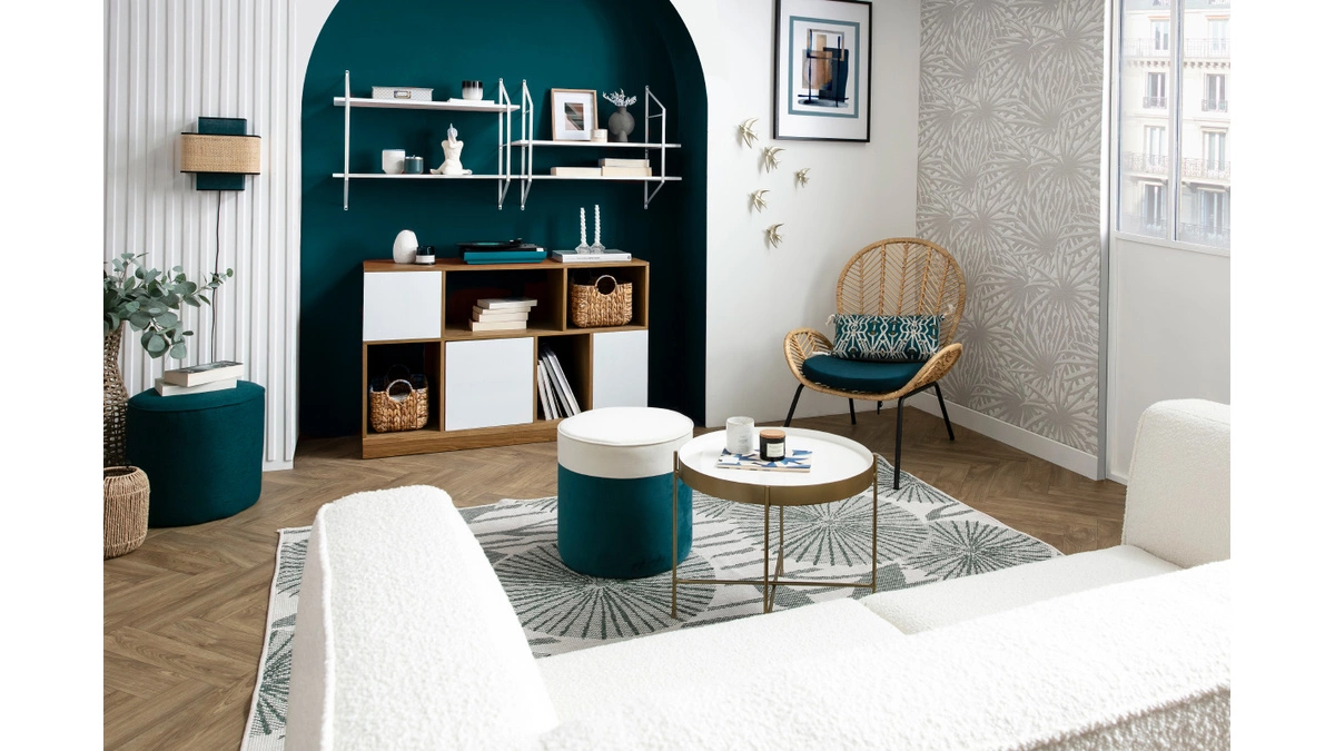 Buffet Bas Réversible Bleu Canard Et Blanc L120 Cm JODIE - Miliboo & Stéphane Plaza 8 Buffet Bas Réversible Bleu Canard Et Blanc L120 Cm JODIE - Miliboo & Stéphane Plaza – Image 6