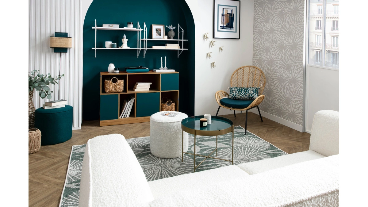 Buffet Bas Réversible Bleu Canard Et Blanc L120 Cm JODIE - Miliboo & Stéphane Plaza 9 Buffet Bas Réversible Bleu Canard Et Blanc L120 Cm JODIE - Miliboo & Stéphane Plaza – Image 7