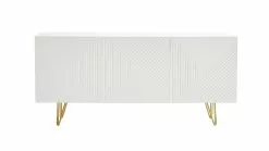 Buffet Design Blanc Et Métal Doré 3 Portes L160 Cm OZEN