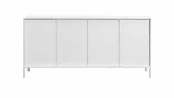 Buffet Design Blanc Laqué Et Métal Blanc 4 Portes L180 Cm MIKY