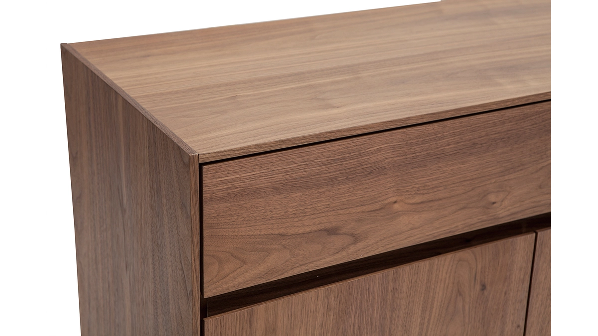 Buffet Design Bois Foncé Noyer Et Métal Noir 4 Portes 2 Tiroirs L180 Cm BLISS 8 Buffet Design Bois Foncé Noyer Et Métal Noir 4 Portes 2 Tiroirs L180 Cm BLISS – Image 6