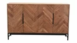 Buffet En Bois Massif Foncé Et Métal Noir 4 Portes L160 Cm STICK