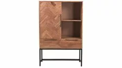 Buffet Haut En Bois Massif Et Métal Noir 1 Portes 2 Tiroirs L95 Cm STICK