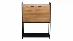 Buffet Haut En Bois Massif Et Métal Noir 2 Portes L85 Cm ARTHUS