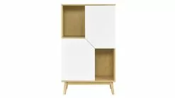 Buffet Haut Scandinave Bois Clair Et Blanc 2 Portes L70 Cm TALIA