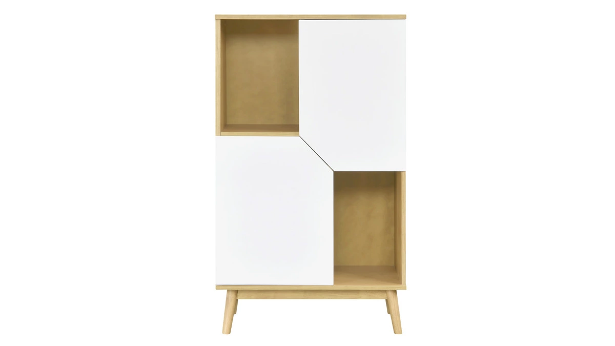 Buffet Haut Scandinave Bois Clair Et Blanc 2 Portes L70 Cm TALIA 3 Buffet Haut Scandinave Bois Clair Et Blanc 2 Portes L70 Cm TALIA