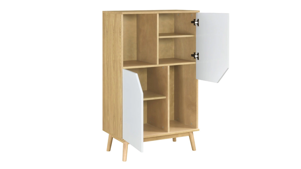 Buffet Haut Scandinave Bois Clair Et Blanc 2 Portes L70 Cm TALIA 5 Buffet Haut Scandinave Bois Clair Et Blanc 2 Portes L70 Cm TALIA – Image 3