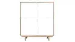 Buffet Haut Scandinave Bois Et Blanc 4 Portes L110 Cm SID