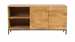 Buffet Industriel En Bois Manguier Massif Et Métal Noir 2 Portes L145 Cm YPSTER