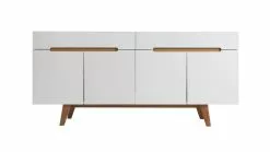 Buffet Scandinave Blanc Brillant Et Finition Bois L180cm MELKA