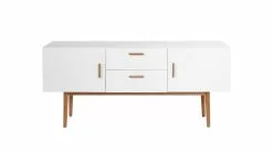 Buffet Scandinave Blanc Et Bois 2 Portes L160 Cm GILDA