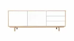 Buffet Scandinave Bois Et Blanc 2 Portes 3 Tiroirs L195cm SID