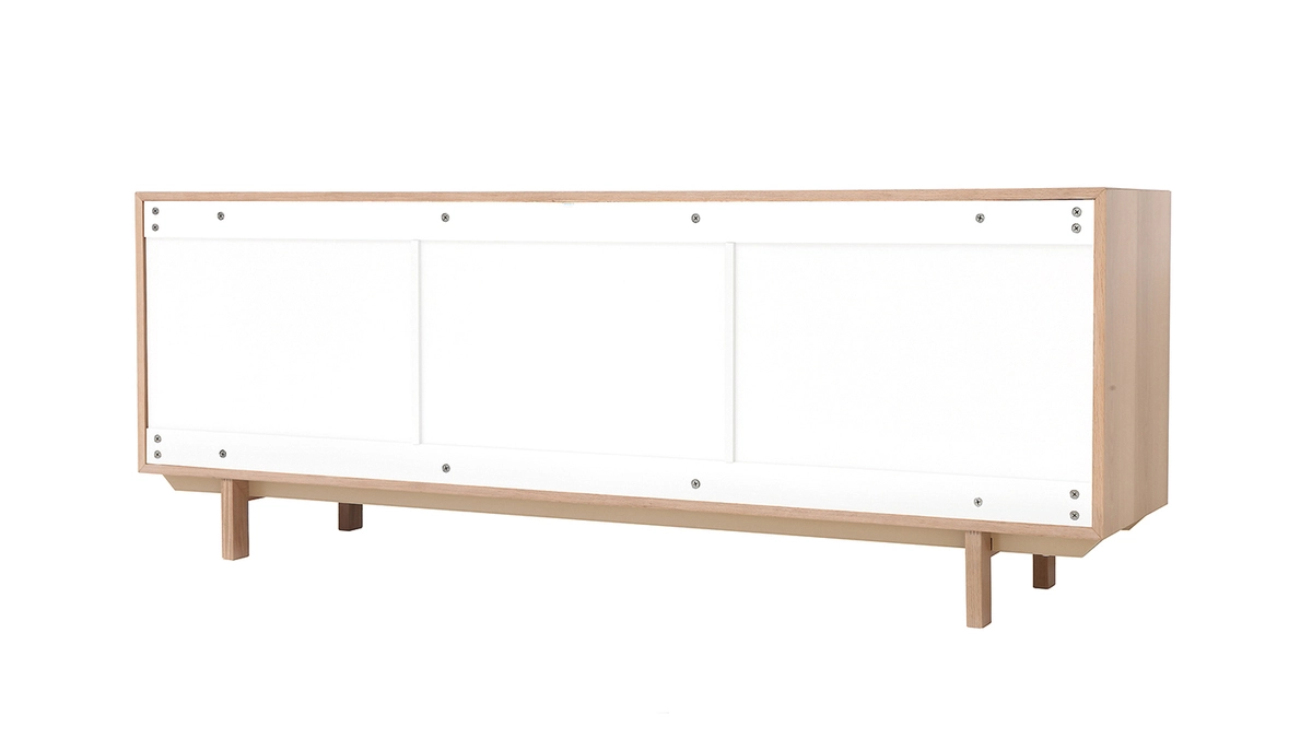 Buffet Scandinave Bois Et Blanc 2 Portes 3 Tiroirs L195cm SID 6 Buffet Scandinave Bois Et Blanc 2 Portes 3 Tiroirs L195cm SID – Image 4