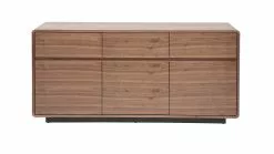 Buffet Vintage Bois Foncé Noyer 3 Portes 3 Tiroirs L160 Cm JAKO