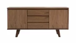 Buffet Vintage Bois Noyer 2 Portes 3 Tiroirs L160 Cm FIFTIES