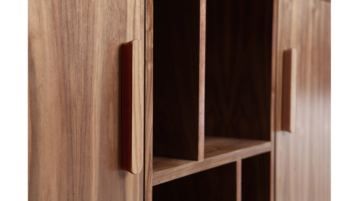 Buffet Vintage Bois Noyer 2 Portes L122 Cm HALLEN 7 Buffet Vintage Bois Noyer 2 Portes L122 Cm HALLEN – Image 5