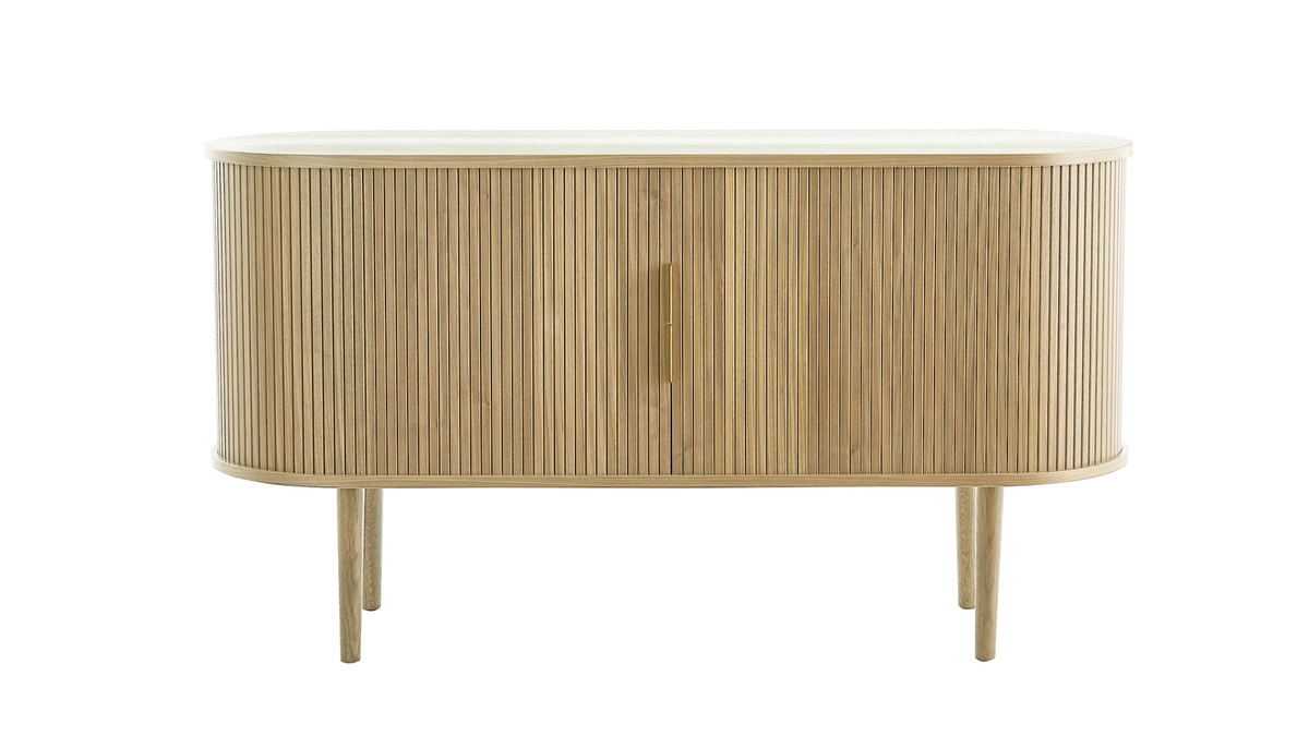 Buffet Vintage En Bois Clair Chêne 2 Portes Coulissantes L138 Cm EPIC