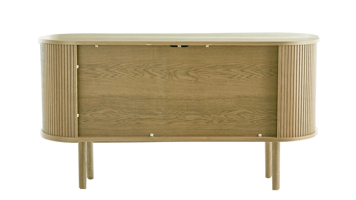 Buffet Vintage En Bois Clair Chêne 2 Portes Coulissantes L138 Cm EPIC – Image 5
