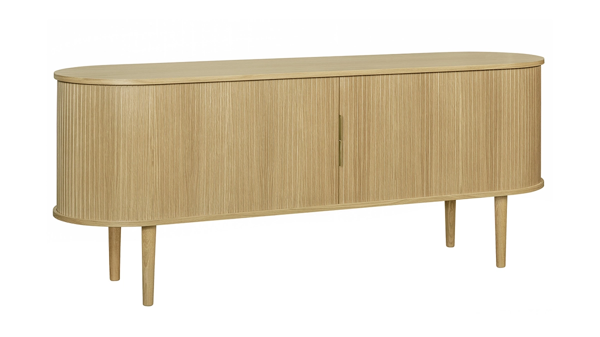 Buffet Vintage En Bois Clair Chêne 2 Portes Coulissantes L160 Cm EPIC 4 Buffet Vintage En Bois Clair Chêne 2 Portes Coulissantes L160 Cm EPIC – Image 2