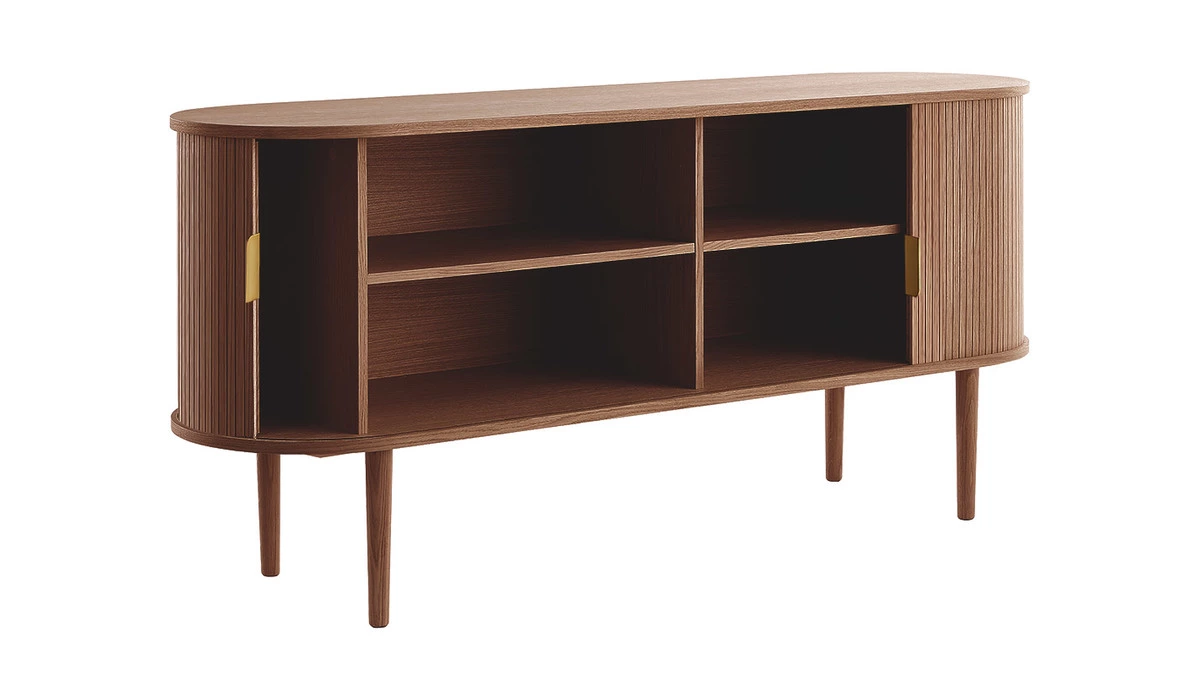 Buffet Vintage En Bois Foncé 2 Portes Coulissantes L160 Cm EPIC – Image 3