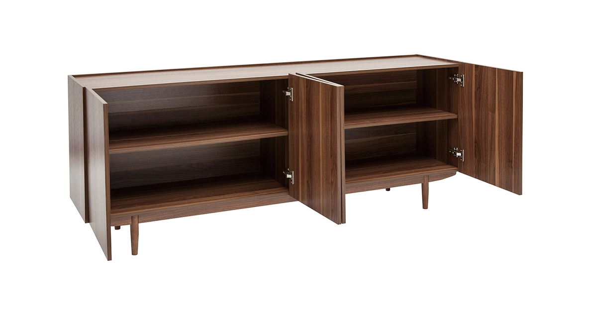 Buffet Vintage En Bois Foncé 4 Portes L180 Cm SANAA – Image 3