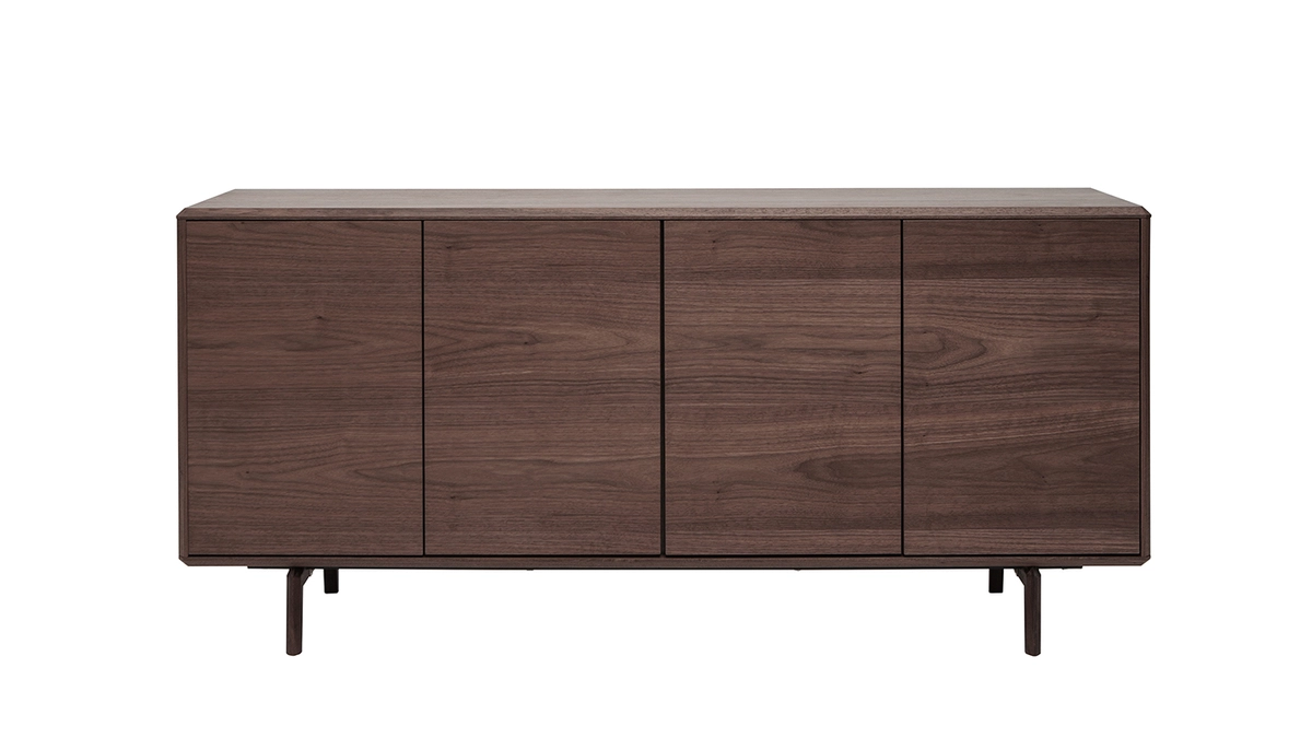 Buffet Vintage En Bois Foncé Noyer 4 Portes L160 Cm SUVA