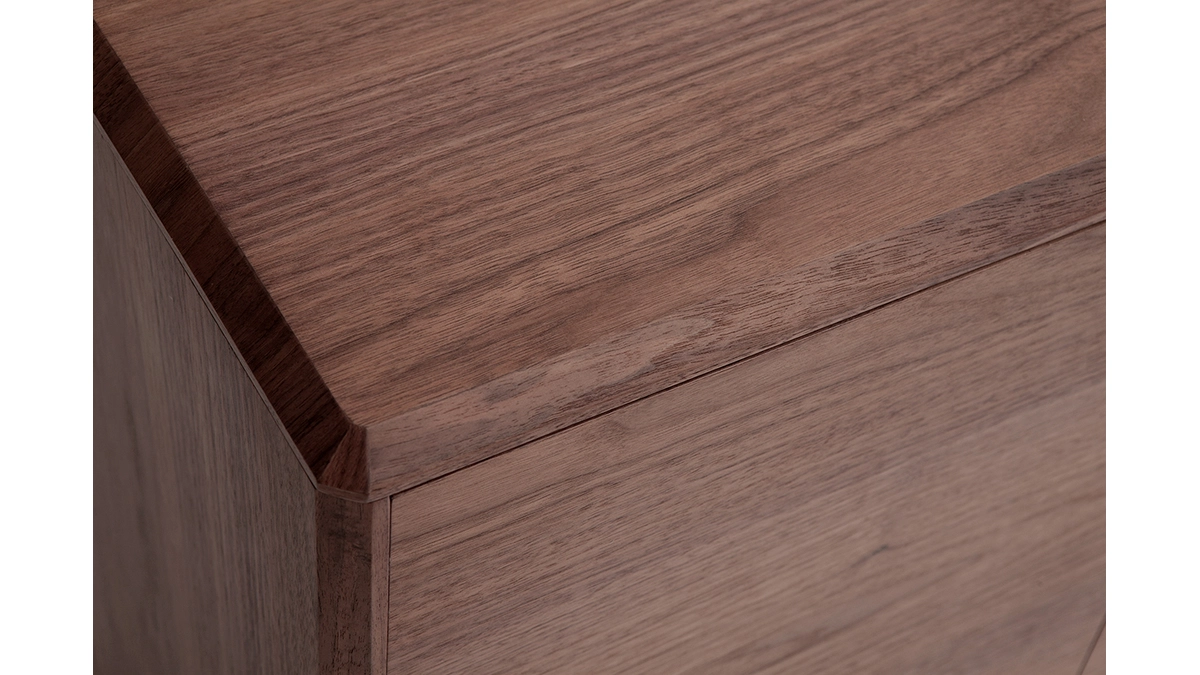 Buffet Vintage En Bois Foncé Noyer 4 Portes L160 Cm SUVA – Image 5