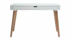 Bureau à Rangement 1 Tiroir Scandinave Blanc Et Bois Clair Chêne L115 Cm TOTEM