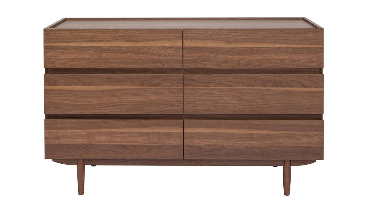 Commode Finition Bois Foncé Noyer 6 Tiroirs L120 Cm SANAA 3 Commode Finition Bois Foncé Noyer 6 Tiroirs L120 Cm SANAA