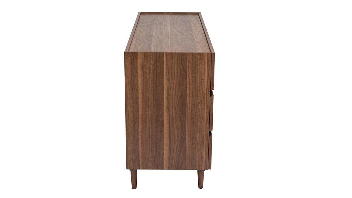 Commode Finition Bois Foncé Noyer 6 Tiroirs L120 Cm SANAA 6 Commode Finition Bois Foncé Noyer 6 Tiroirs L120 Cm SANAA – Image 4