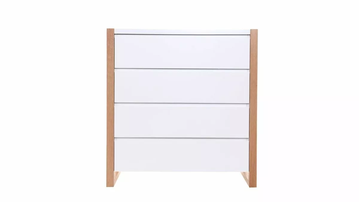 Commode Scandinave Blanche Et Bois 4 Tiroirs L100 Cm ARMEL 3 Commode Scandinave Blanche Et Bois 4 Tiroirs L100 Cm ARMEL