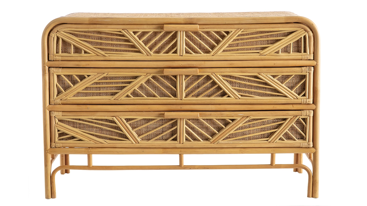 Commode Vintage En Rotin 3 Tiroirs L120 Cm GALON - Miliboo & Stéphane Plaza 3 Commode Vintage En Rotin 3 Tiroirs L120 Cm GALON - Miliboo & Stéphane Plaza