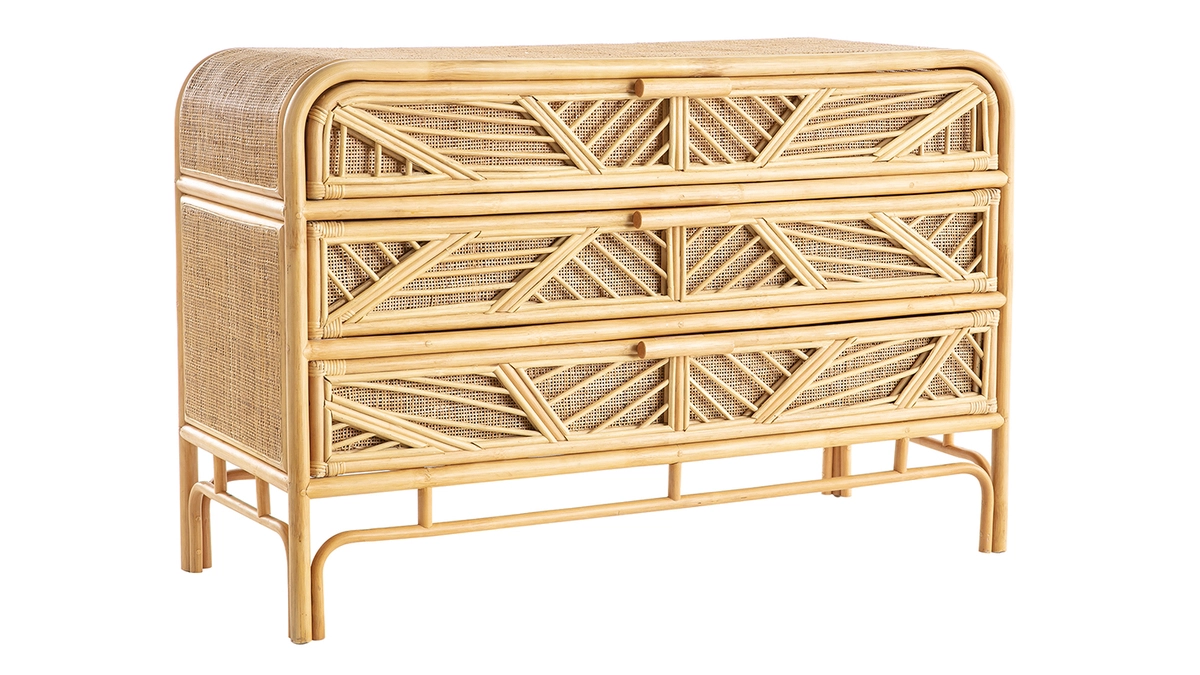 Commode Vintage En Rotin 3 Tiroirs L120 Cm GALON - Miliboo & Stéphane Plaza 4 Commode Vintage En Rotin 3 Tiroirs L120 Cm GALON - Miliboo & Stéphane Plaza – Image 2