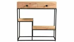 Console Avec Rangements En Bois Massif Et Métal 2 Tiroirs L80 Cm GRENELLE
