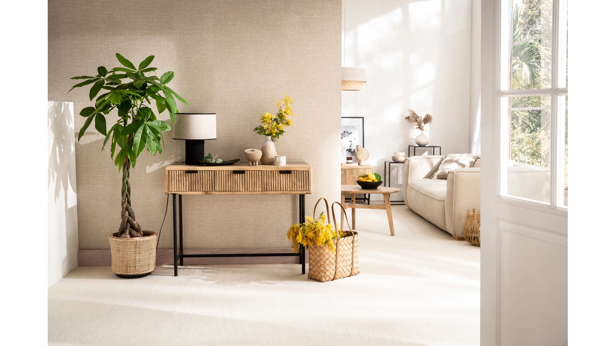 Console Bois Manguier Massif Et Métal Noir 3 Tiroirs L100 Cm JUNO-MORISSON 8 Console Bois Manguier Massif Et Métal Noir 3 Tiroirs L100 Cm JUNO-MORISSON – Image 6